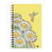 Desert Botanical Garden Superbloom Spiral Notebook with a yellow cover featuring illustrations of white cactus flowers, a hummingbird, and a bee.