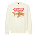 Cream-colored Georgia Aquarium Holiday Whale Shark Crew Sweatshirt featuring a gingerbread-style whale shark graphic accented by two Christmas ornaments.
