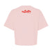 Georgia Aquarium Holiday Whale Shark Crop T-Shirt in light pink with red Wintertide text and a logo on the upper back.