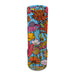 A cylindrical Desert Botanical Garden Superbloom Kaleidoscope featuring a pattern of desert wildflowers, bees, and a butterfly on a light blue background.