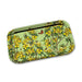 Rectangular Desert Botanical Garden Superbloom Serving Tray featuring a light green illustration of yellow flowers, green foliage, a butterfly, and small bees.