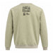 Back view of a light green Thomas Dambo, Trolls Field Study Crew Sweatshirt featuring a graphic that reads A Field Study above the logos for Point Defiance Zoo & Aquarium and Northwest Trek Wildlife Park.