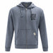 Blue heathered Thomas Dambo, Trolls Field Study Hooded Sweatshirt with a zip-up front and chest graphic.
