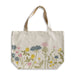 Off-white Wildflower Organic Tote featuring a print of wildflowers in shades of pink, yellow, and blue.