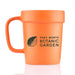 Orange Fort Worth Botanical Garden Planter Mug shaped like a flower pot, printed with a black leaf icon and the text Fort Worth Botanic Garden.