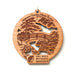 Fort Worth Botanical Garden Wood Ornament featuring a round, laser-cut design of a Japanese moon bridge, koi fish, and trees, inscribed with the garden name as a botanical keepsake.