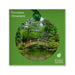Square packaging for a Fort Worth Botanical Garden Ornament, featuring a circular image of a wooden arched bridge over a pond in the garden.