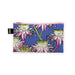 Desert Botanical Garden Superbloom Recycled Pouch, a rectangular eco-friendly zipper pouch featuring an illustration of pink and white cactus flowers on a blue background.