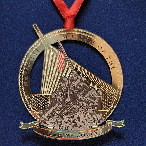 Iwo Jima Christmas Ornament with Museum of the Marine Corps Logo