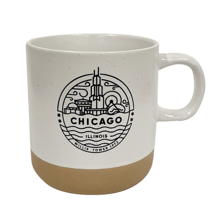 White & Stone Mug - Chicago Illinois, Willis Tower 1973