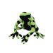 A Discovery Place Poison Dart Frog Adoption Kit features a green and black plush frog toy, modeled after a poison dart frog, sitting upright with its legs spread out and its large fingers splayed on the surface.