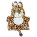 The Plushy's Closet Giraffe Costume is an eco-friendly, soft hooded cape for kids with a brown-and-white giraffe pattern, plush horns and ears, a white belly patch, and a tufted tail.
