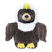 Plushy's Closet Eagle Costume: A bear-faced plush toy dressed in a cute eagle outfit with brown wings, a white hood topped with a yellow beak, and yellow feet—ideal for imaginative play.