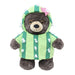 Plushy's Closet Cactus Costume features a plush teddy bear in a light green cactus outfit with dark stripes, white spine tufts, and a pink flower—an eco-friendly plush toy ideal for anyone who loves unique accessories.