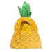 Plushy's Closet Pineapple Costume is a soft, yellow, eco-friendly plush hood with a quilted texture and green fabric leaves on top—perfect for imaginative play.