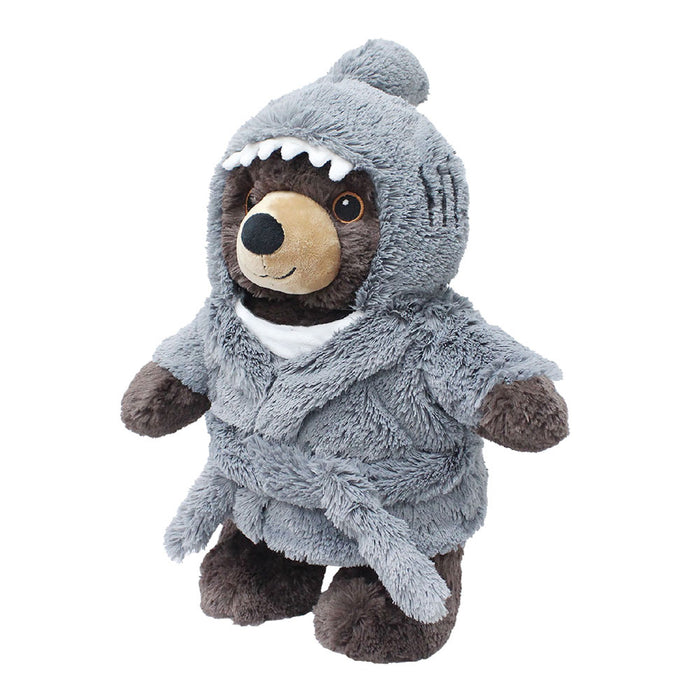 Plushy's Closet Shark Robe Costume turns a brown teddy bear into a playful shark with a fluffy gray hood, white teeth, and fin—an imaginative gift that makes dress-up time extra fun.