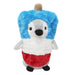 The Plushy's Closet Rocket Pop Costume features a penguin design with blue, white, and red popsicle colors, a tan popsicle stick on its head, black eyes and beak, and small flippers.
