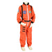 A child-sized mannequin in an orange NASA astronaut jumpsuit with patches, black straps, and accents—perfectly paired with the Eco-Friendly Plush Brown Bear for imaginative play.