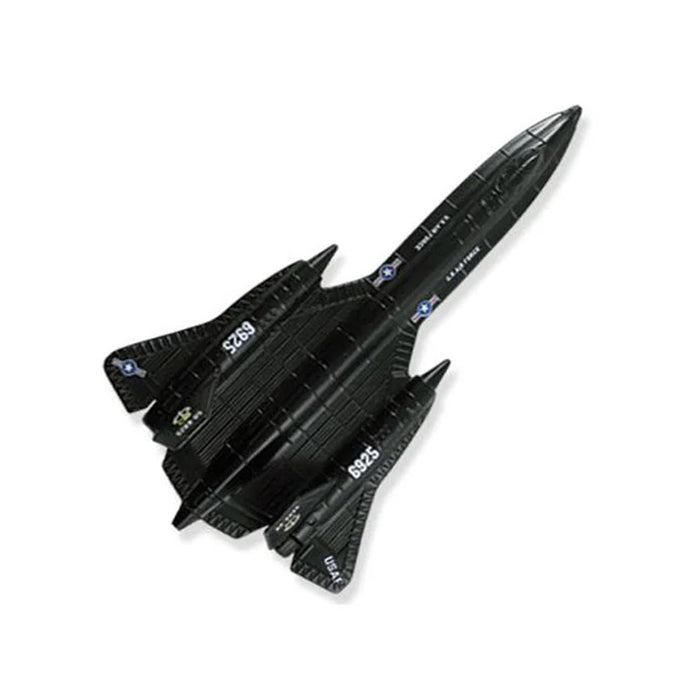 The InAir Modern Jet Fighter - 4-piece Set features a sleek black jet aircraft with twin engines and a pointed nose, shown from an aerial perspective. Detailed with authentic markings and logos—such as USAF insignia and numbers—this model is ideal for collectors of toy airplane models or aviation enthusiasts. Presented against a white background, this eye-catching piece is part of an exciting set perfect for both play and display.