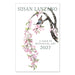 Cover of the Susan Lanzano, A Year in Botanical Art: 2027 Calendar, featuring a bird perched on a flowering cherry blossom branch.
