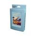 A light blue box of Arizona Phoenix Zoo playing cards, featuring an illustration of a giraffe in a sunset landscape.
