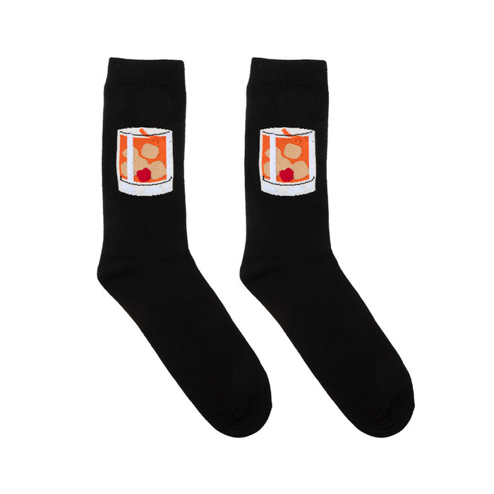 Step up your style with the Whiskey Old Fashioned Crew Socks—unisex crew socks featuring an embroidered patch of a whiskey old fashioned drink with orange liquid and brown details near the top sides. Perfect for anyone looking to add a playful, spirited twist to their everyday look.