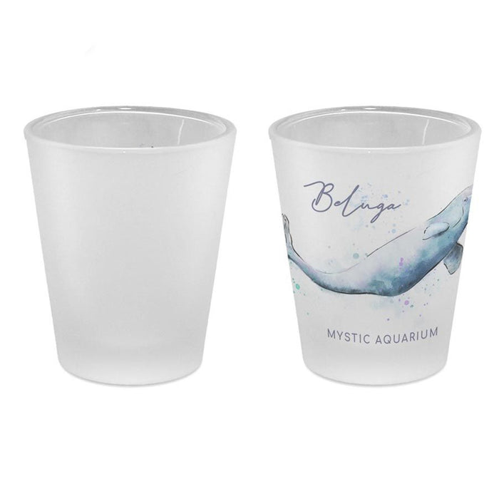 Mystic Aquarium Beluga Frosted Souvenir Shot glass