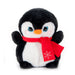 Puffimals Penguin Plush with large blue eyes wearing a red scarf with a white snowflake design.