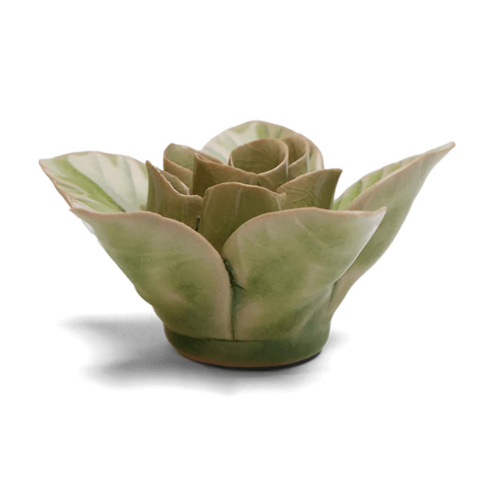 Ceramic Flower, Peridot Green Maiden Lotus