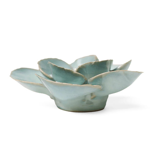 The Ceramic Flower, Milk Teal Poppy features layered pastel blue-green petals and gently uneven edges—ideal as floral decor or a charming ceramic accent for your space.