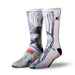 The 100 Dollar Bill Crew Socks showcase an eye-catching graphic print that mirrors the look of a hundred-dollar bill, complete with intricate currency details and stylish black accents on the heel and toe—making these luxury socks a bold fashion statement.