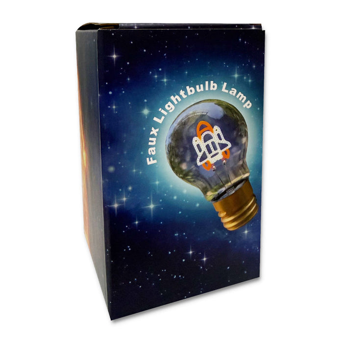 The Spaceship LED Lightbulb comes in a box with a starry space background and features a cartoon rocket, making it perfect for inspiring space exploration in any kid's room.