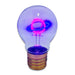 The Saturn LED Lightbulb features a clear acrylic design with glowing pink and blue neon rings, evoking the planet Saturn. It offers sustainable lighting and adds a cosmic touch to any space against a crisp white background.