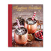 Cookbook cover titled Christmas Cocktails featuring two copper mugs with festive drinks garnished with sugared cranberries on stirrers.