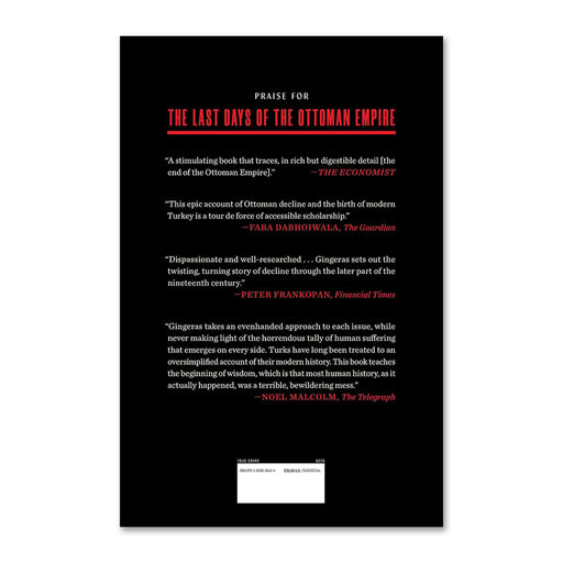 The back cover of a book titled Mafia: A Global History, featuring four reviews with red and white text on a black background. Drawing striking parallels to today’s organized crime within the global economy, this compelling history sheds light on the evolution and reach of the mafia worldwide. A white barcode is at the bottom.