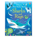 Cover of First Sticker Book Sharks and Rays: An Exciting Sticker Activity Book, with illustrated sharks, rays, and sea creatures underwater. Includes over 150 stickers for kids to enjoy.