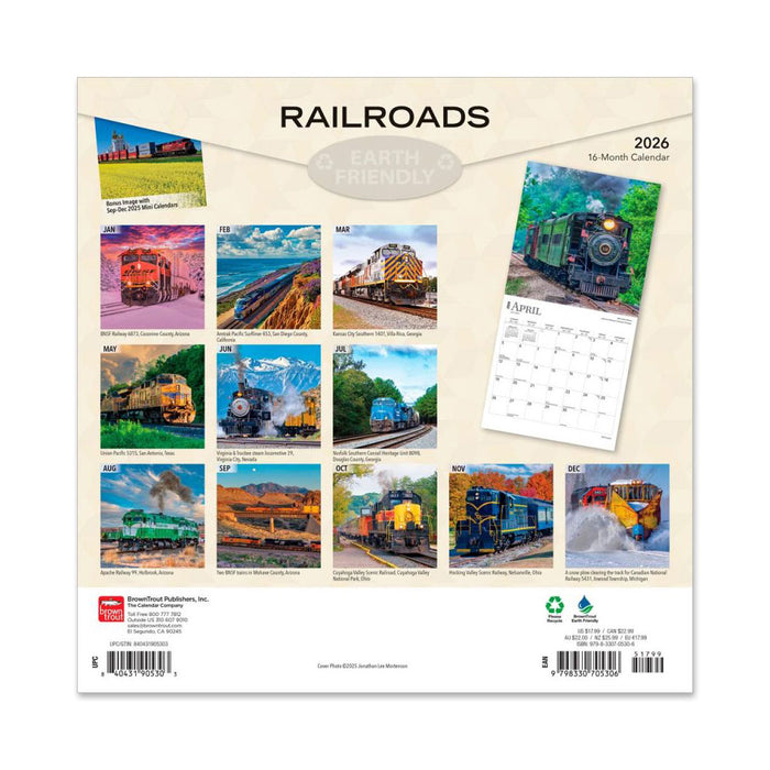 Railroad 2026 Wall Calendar