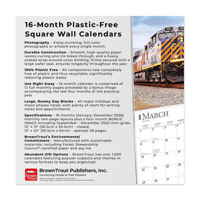 Railroad 2026 Wall Calendar