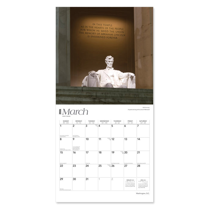Washington DC 2026 Wall Calendar