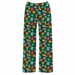 Georgia Aquarium Winter Adult Pajama Pants in dark green with an all-over print of sharks, wrapped gift boxes, and holiday ornaments.