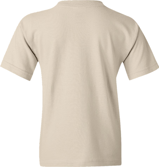 A youth unisex t-shirt, the Tulsa Zoo Est. 1928. Portraits of Conversation Youth T-Shirt, is displayed from the back against a white background. The plain beige shirt features no visible designs, logos, or patterns in this view.