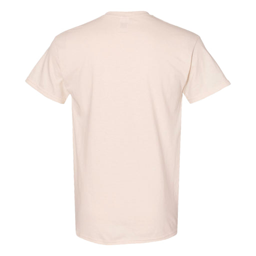 A plain, light beige short-sleeve Tulsa Zoo Est. 1928 Collegiate Tiger T-Shirt is shown from the back against a white background—perfect for supporting wildlife conservation and showing your love for the Tulsa Zoo.