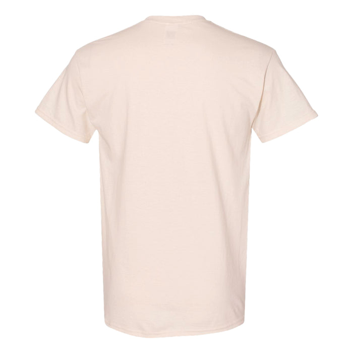 A plain, light beige short-sleeve Tulsa Zoo Est. 1928 Collegiate Tiger T-Shirt is shown from the back against a white background—perfect for supporting wildlife conservation and showing your love for the Tulsa Zoo.