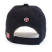 Black USS Midway Museum USST Cap featuring an embroidered shield logo on the back and a small American flag patch on the side.