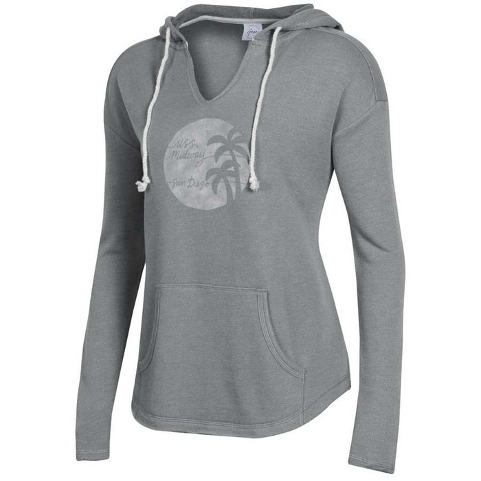 Ladies USS Midway San Diego Long Sleeve Hoodie T-Shirt