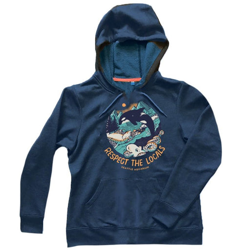 Adult ''Respect the Locals'' Black Hoodie - Seattle Aquarium