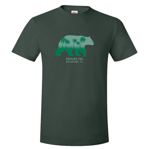 Deep Forest Green Brevard Zoo Adult Florida Black Bear T-Shirt
