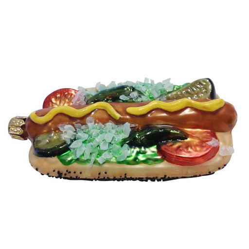 Hand Blown Glass Hotdog ornament chicago