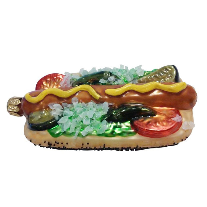 Hand Blown Glass Hotdog ornament chicago