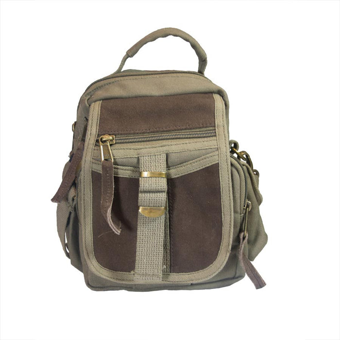 Canvas & Leather Travel Shoulder Bag